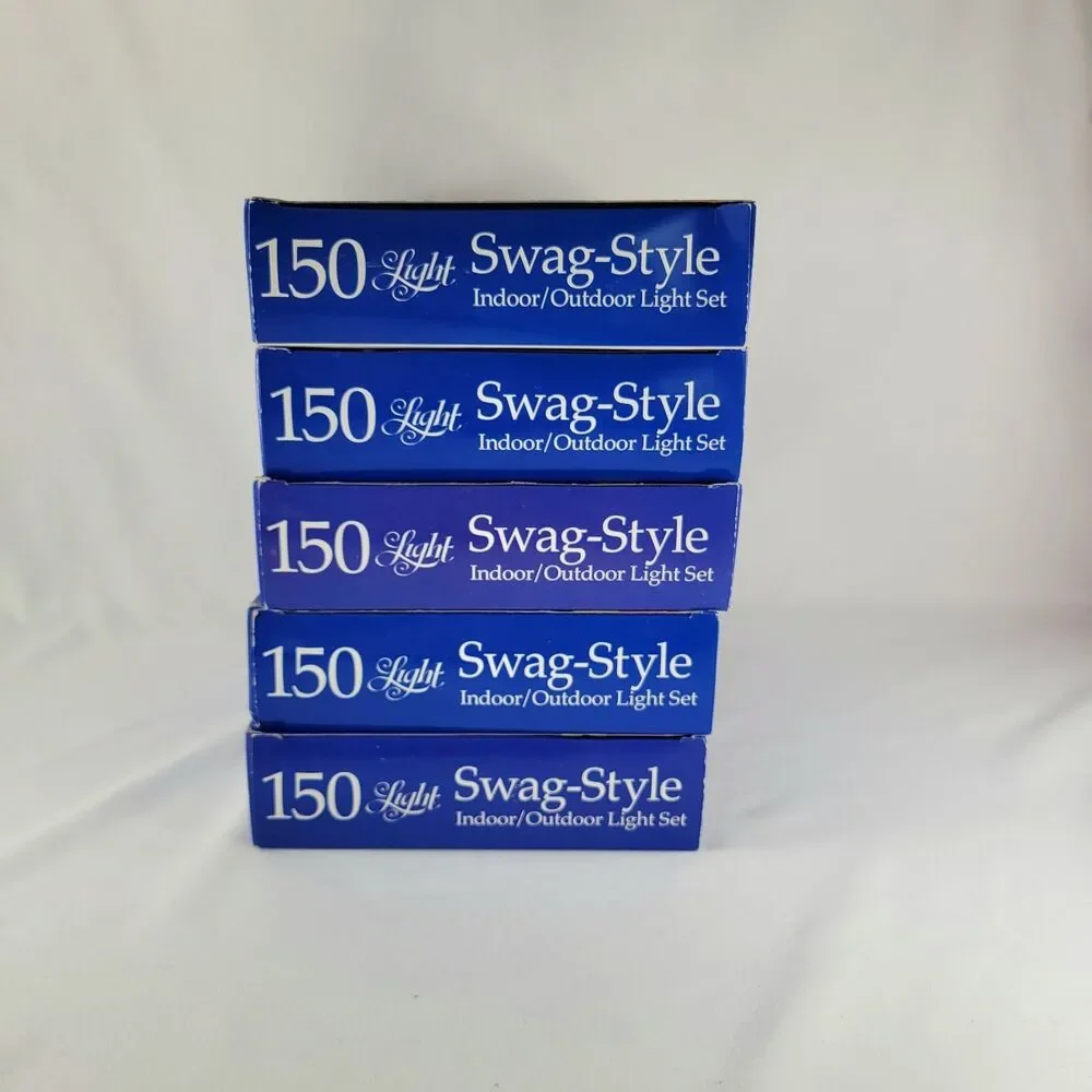 Vintage Holiday Time Swag-Style Lights Set 10ft White Clear Christmas Lot of 5